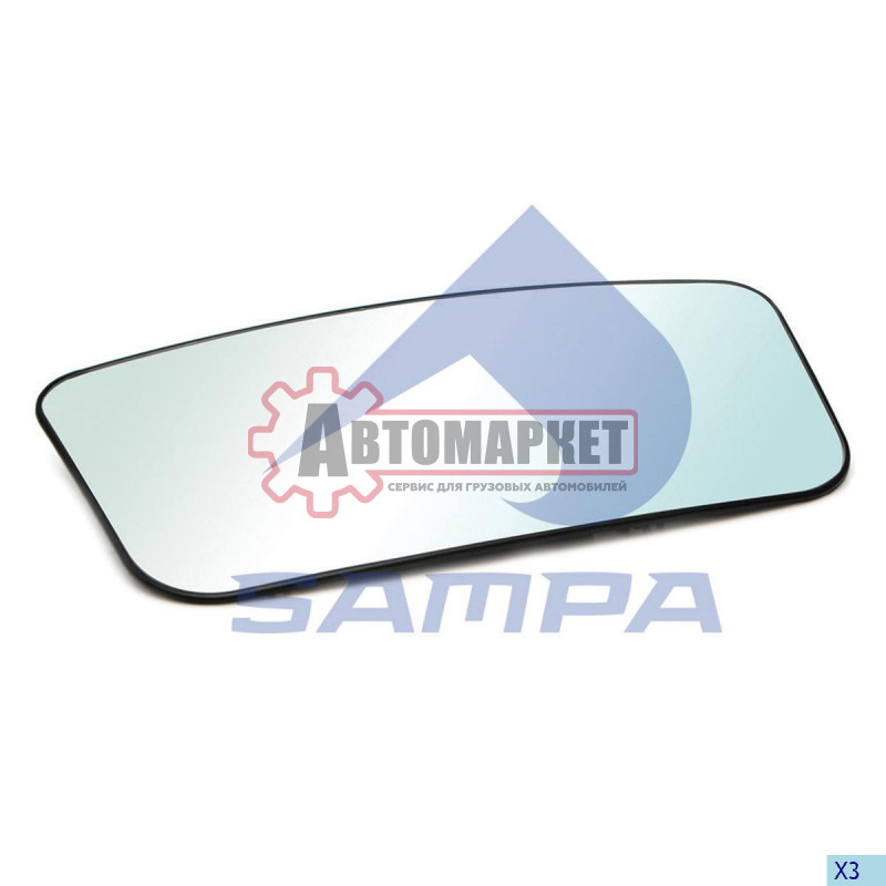 Стекло зеркала с подогревом 410x200\Scania 114-144