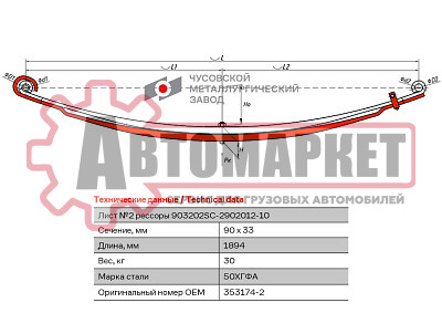 Лист рессры Scania 353174-2