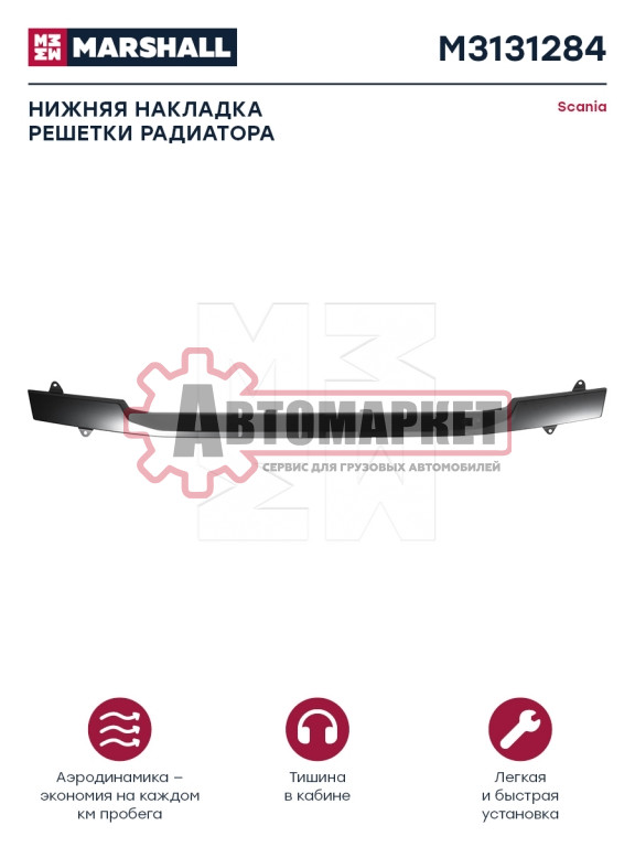Нижняя накладка решетки радиатора темно-серый пластик Scania