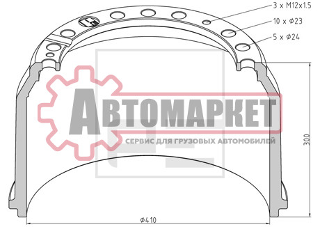 Торм.барабан 410x220/234 H=300 d=298/335 n10x23 \Omn MAN TGA/NL/NG/SL/M2000/F90