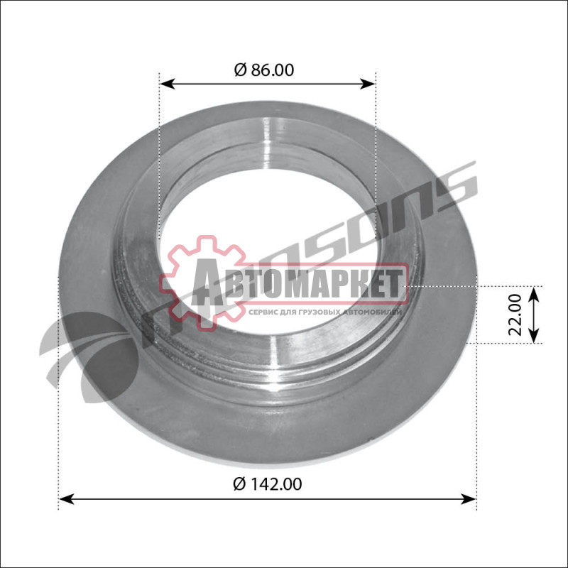 Кольцо ступицы металл шайба упорная 80x104/110/142x22\BPW H/R 6.5-9t