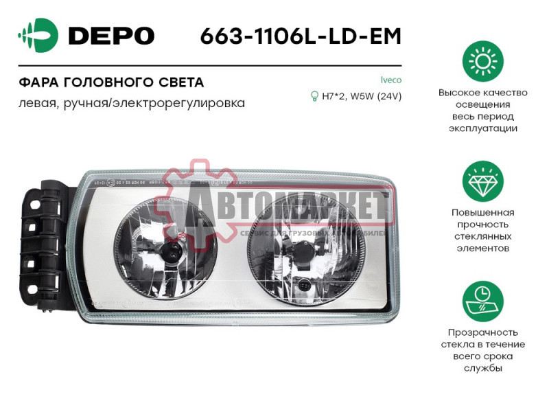 Фара левая Iveco EuroCargo/Trakker/Stralis
