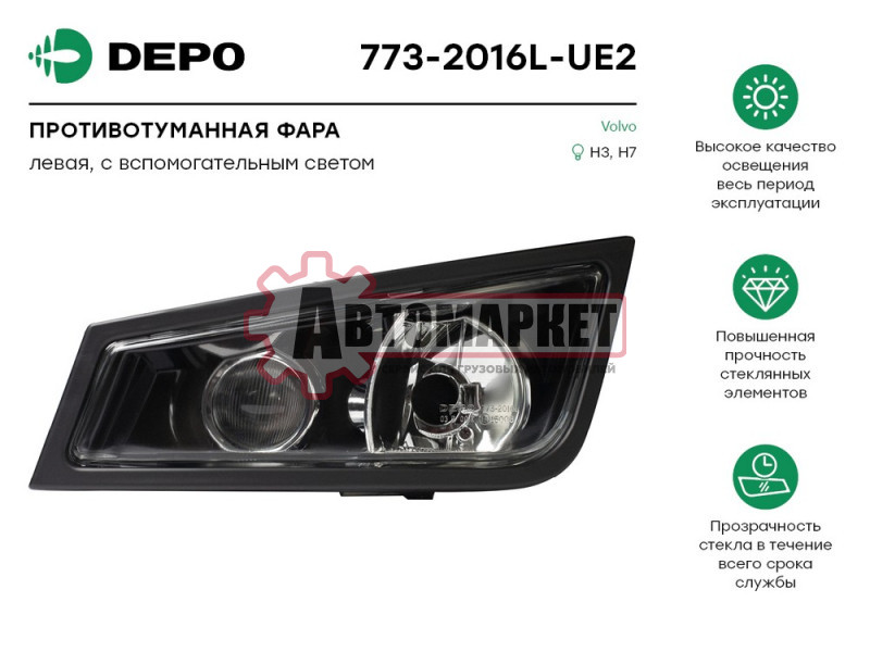 Фара противотуманная левая H3\ VOLVO FH 08>