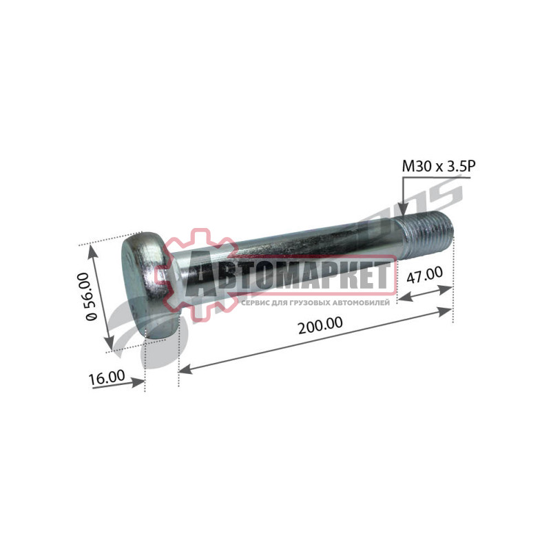 Болт полурессоры =11231F (м) с четырехгранником под шляпкой M30x200 \BPW