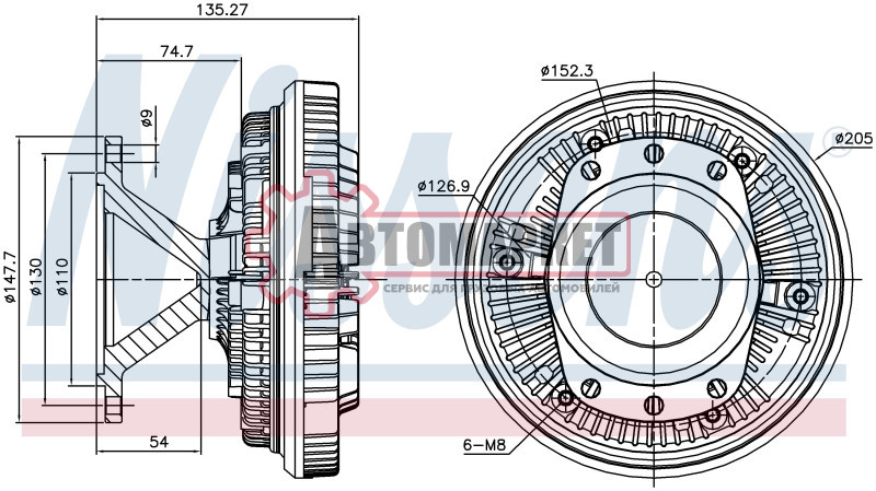 Вискомуфта привода вентилятора DAF 85CF 98-00/CF85 2001-->