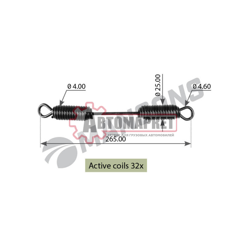 Возвратная пружина 265x24x4.0zn \BPW/Scania